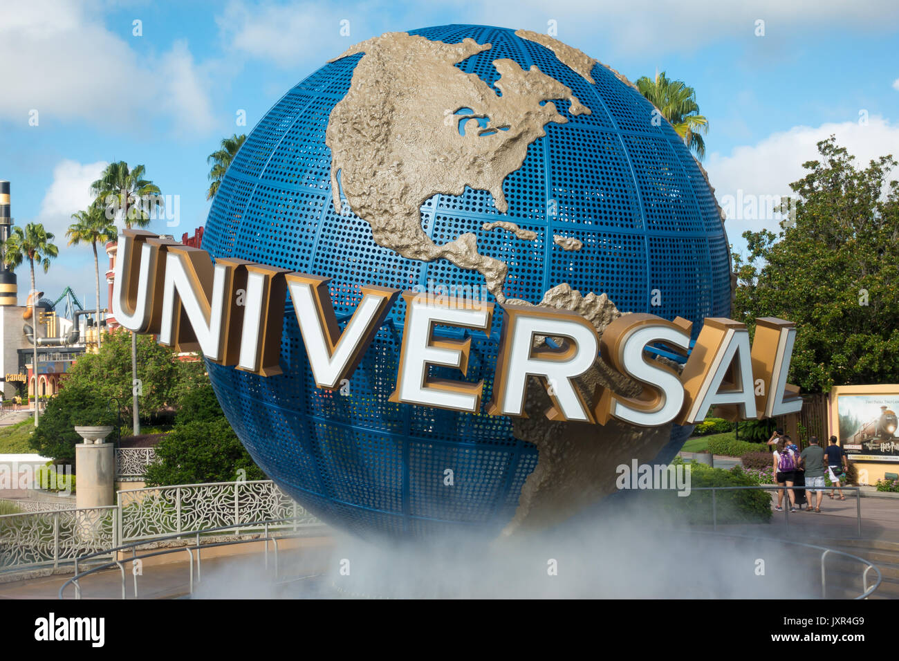 Il Globo universale all'ingresso agli Universal Studios Orlando, Florida. Foto Stock