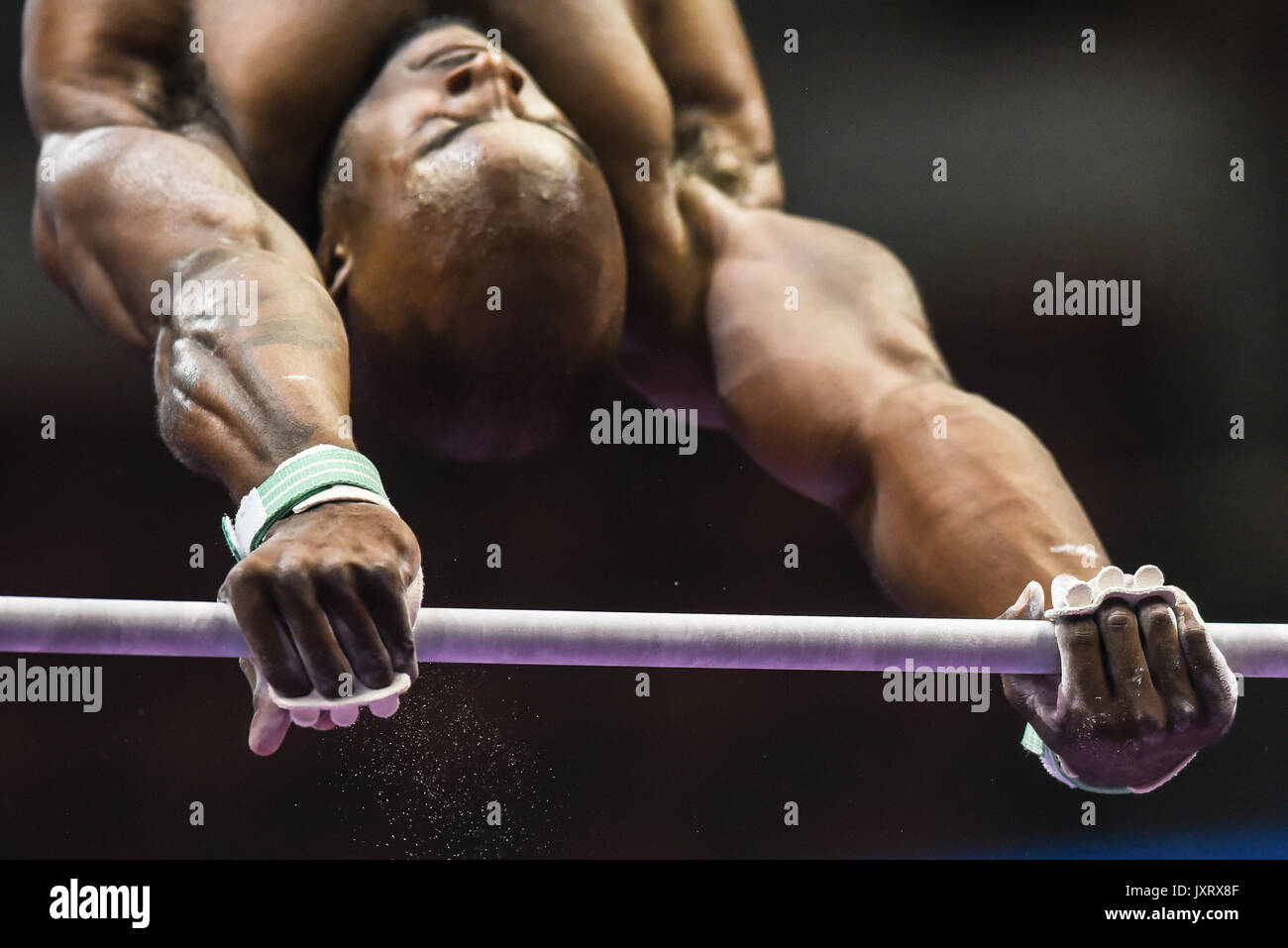 Anaheim, California, USA. 18 Maggio, 2014. DONNELL WHITTENBURG pratiche sulla barra alta durante il media day tenutosi presso l'Honda Center di Anaheim, in California. Credito: Amy Sanderson/ZUMA filo/Alamy Live News Foto Stock