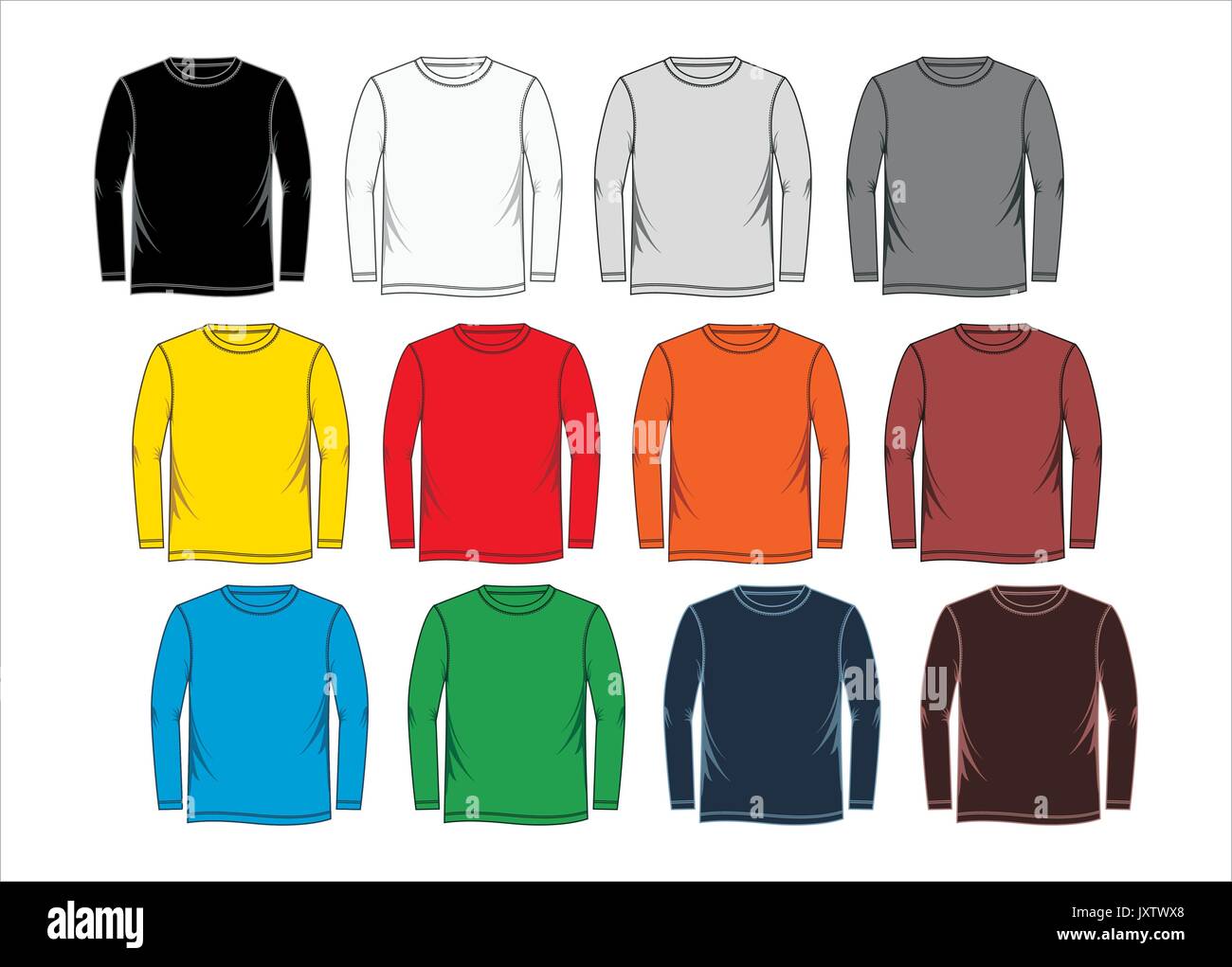 Camicia lunga modelli vuoti Illustrazione Vettoriale