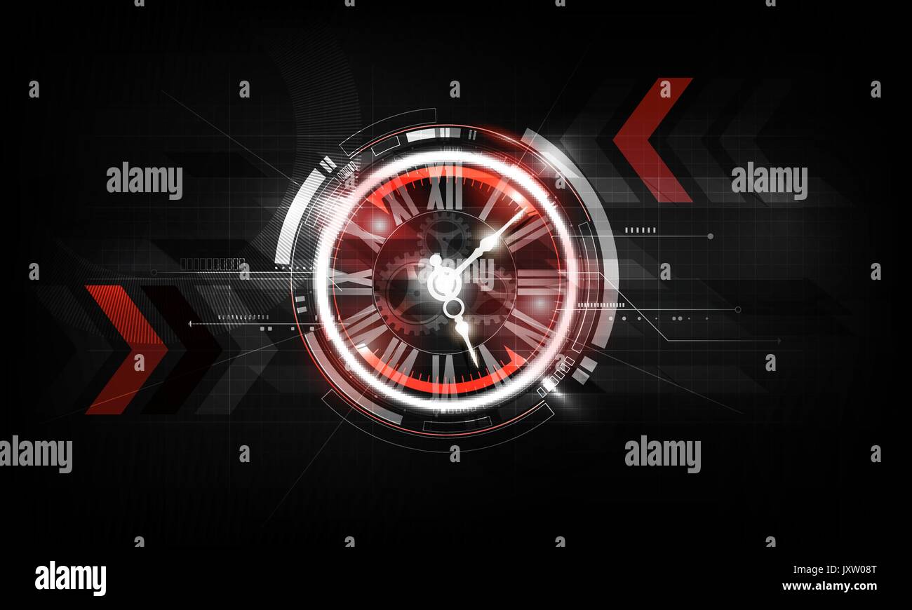 Abstract la tecnologia avveniristica lo sfondo con il concetto di orologio e Time Machine, vettore trasparente Illustrazione Vettoriale