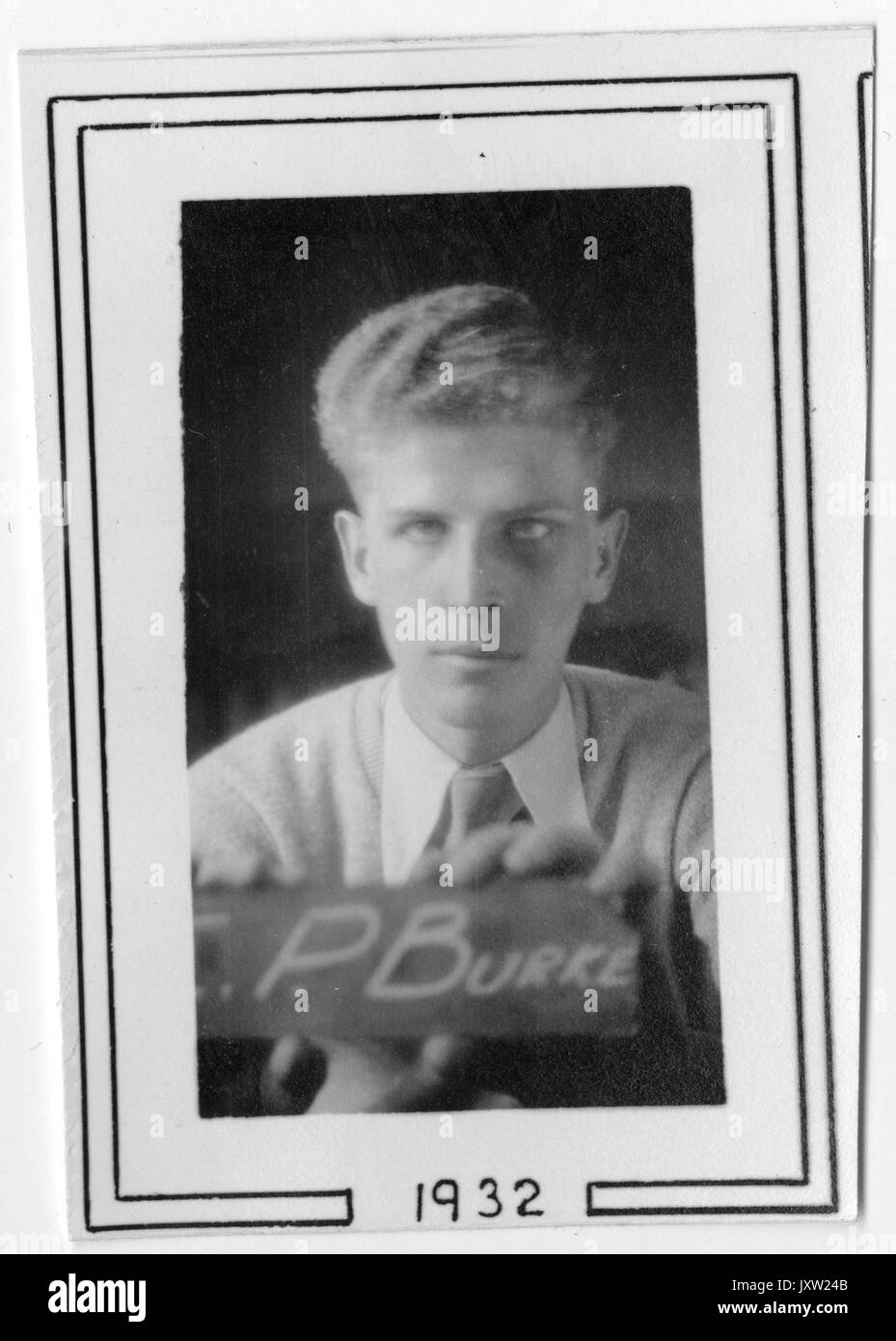 Edmund Potts Burke, Jr Ritratto fotografico, Chest Up, Full Face, c 18 anni, 1932. Foto Stock