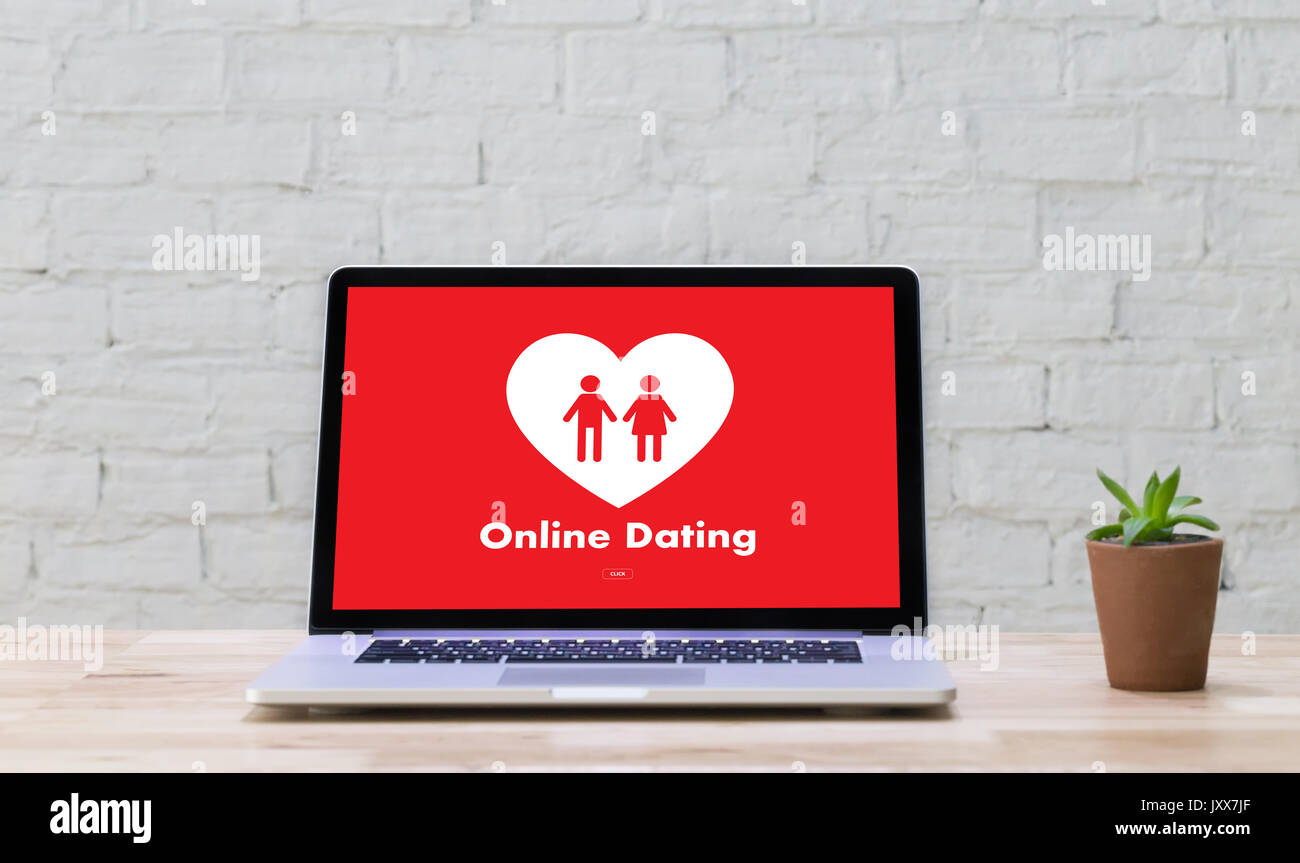 Online Dating match amare l uomo e la donna e un cuore, Internet Dating Matchmaking digitale Foto Stock