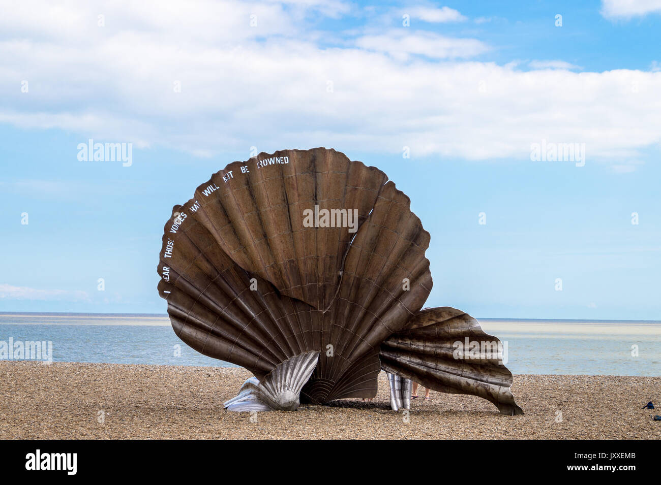 'Scallop', scultura in acciaio da Maggi Hambling CBE, 2003, Aldeburgh, Suffolk, Inghilterra Foto Stock