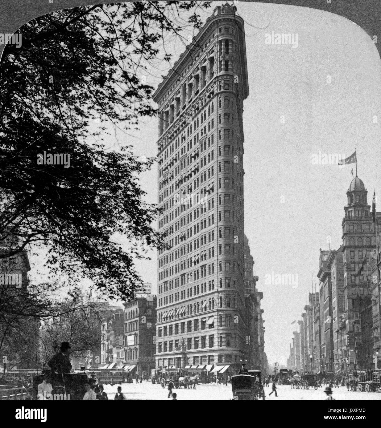 Das berühmte Flatiron Building - das bemerkenswerteste Finanzhochhaus der Welt in New York, Stati Uniti d'America 1904. Il famoso Flatiron Building, il più notevole edificio commerciale nel mondo, New York, Stati Uniti d'America 1904. Foto Stock