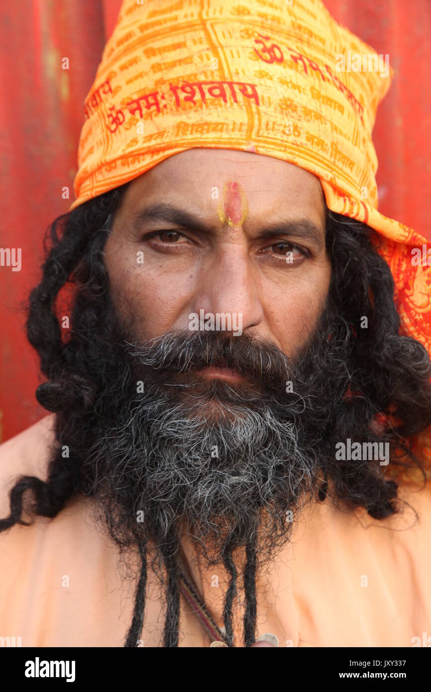 Indian Baba, Swami, Sadhu, Santo e Pilgrim, Sadhu, Haridwar, Varanasi, Rishikesh, Vrindavan, Uttrakhand, India (Copyright © Saji Maramon) Foto Stock
