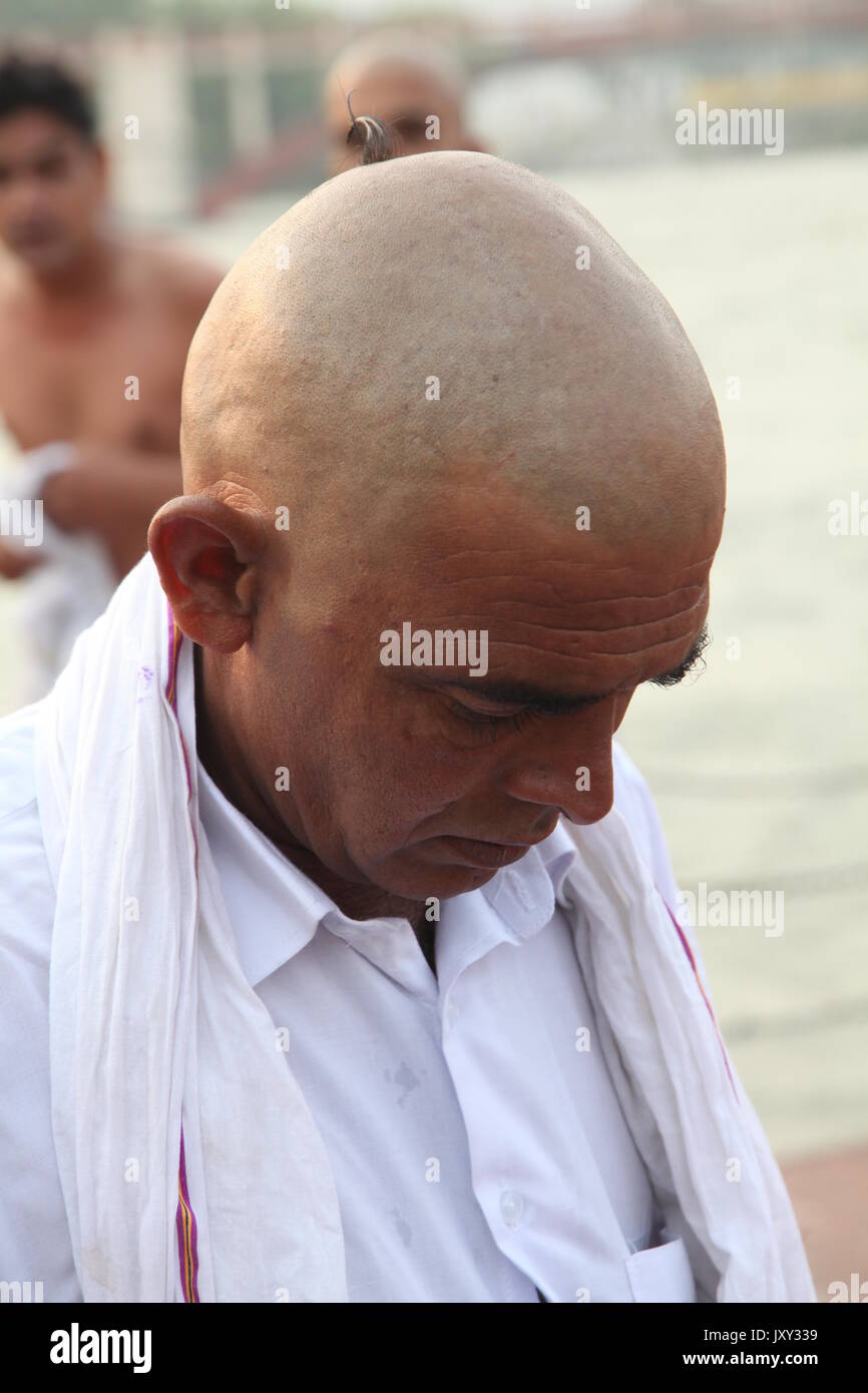 Indian Baba, Swami, Sadhu, Santo e Pilgrim, Sadhu, Haridwar, Varanasi, Rishikesh, Vrindavan, Uttrakhand, India (Copyright © Saji Maramon) Foto Stock