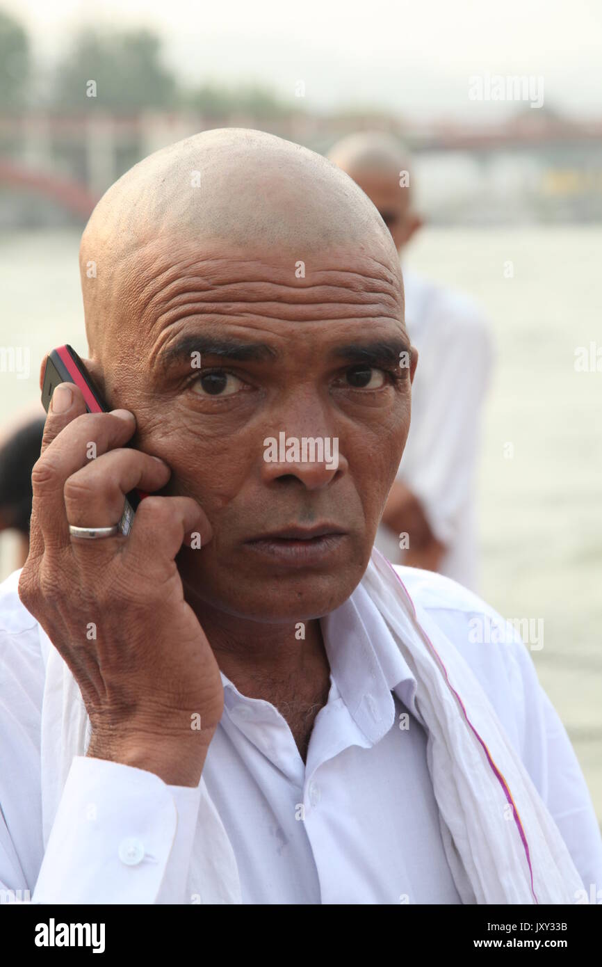 Indian Baba, Swami, Sadhu, Santo e Pilgrim, Sadhu, Haridwar, Varanasi, Rishikesh, Vrindavan, Uttrakhand, India (Copyright © Saji Maramon) Foto Stock