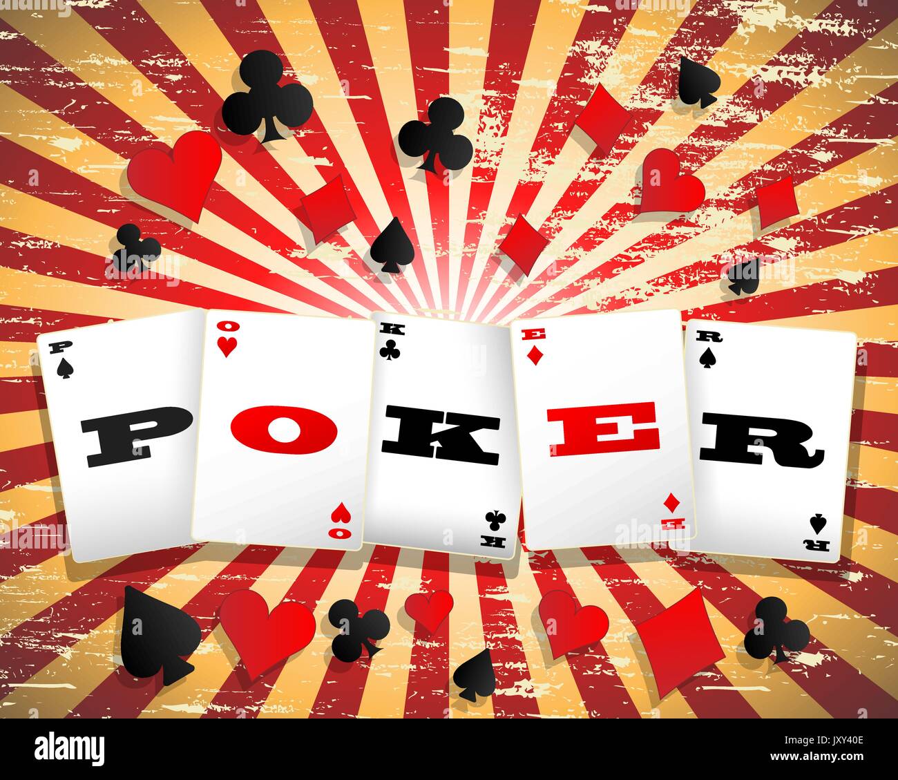 Parola di poker su carte da gioco contro grungy sfondo Illustrazione Vettoriale