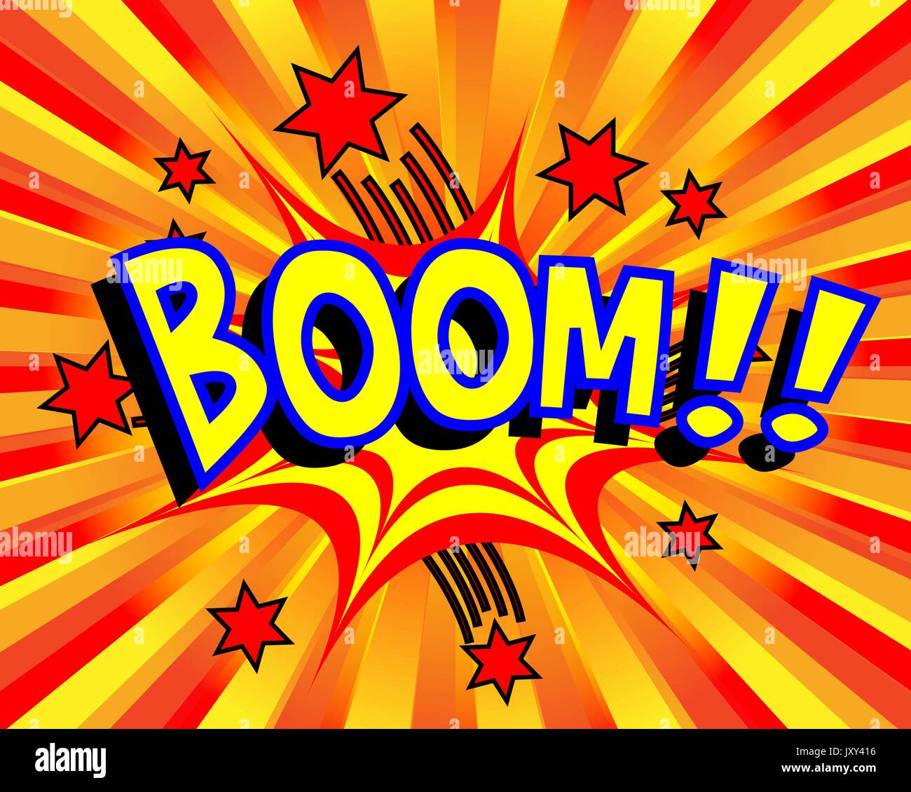 Esplosione di cartoon boom didascalia di testo illustrazione vettoriale Illustrazione Vettoriale