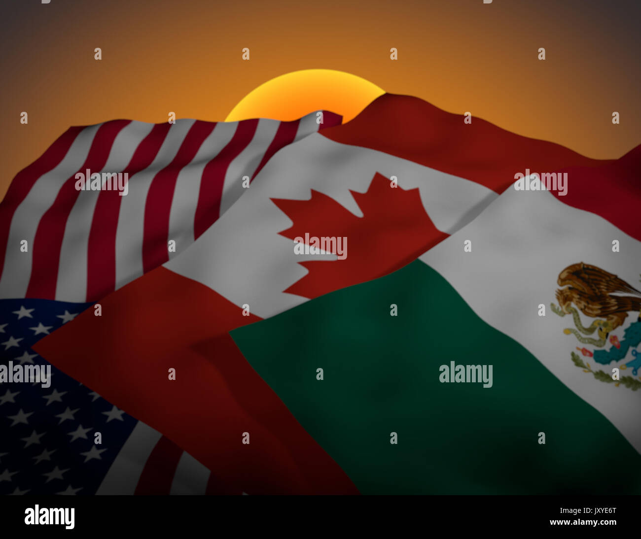 Il Messico, gli Stati Uniti e il Canada Accordo nordamericano di libero scambio nafta, sunset clause Foto Stock