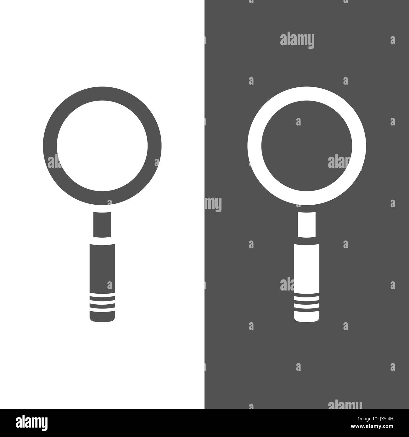 Icona della lente di ingrandimento su un colore scuro e sfondi bianchi. Illustrazione Vettoriale Illustrazione Vettoriale
