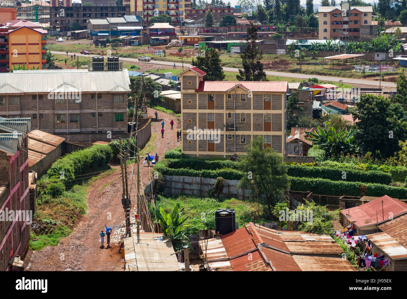 Ruaka storico con edifici e persone, Kenya Foto Stock