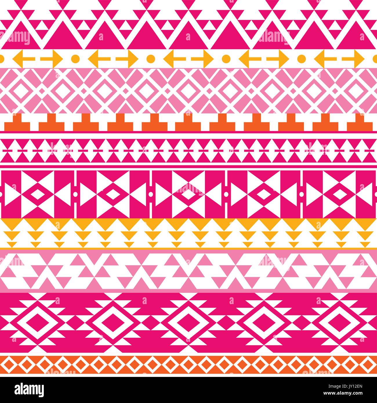 Perfetta stampa Navajo, Aztec pattern, Tribal Design Vector rosa e giallo senza giunture folk ornamento azteca, collezione etnica, arte tribale Illustrazione Vettoriale