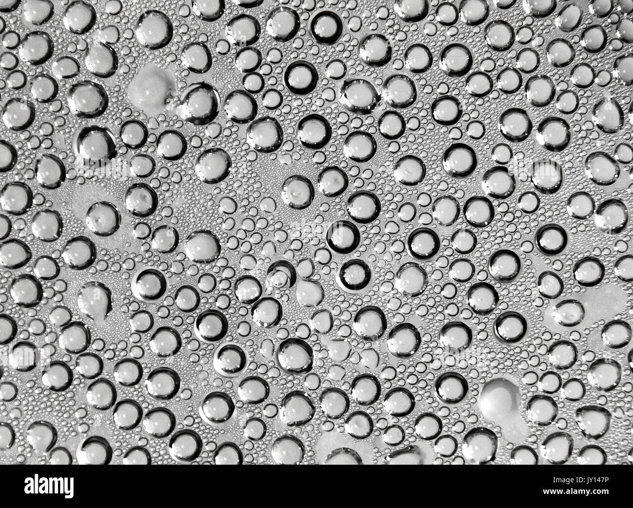 Le goccioline di acqua in uno spazio chiuso sullo sfondo. Foto Stock