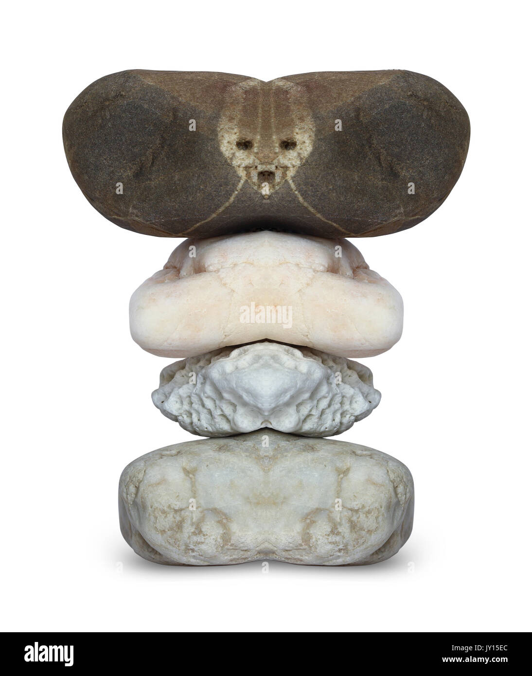 Facce di alieni sulla pietra - immagine astratta delle pietre - Altered digitalmente Foto Stock