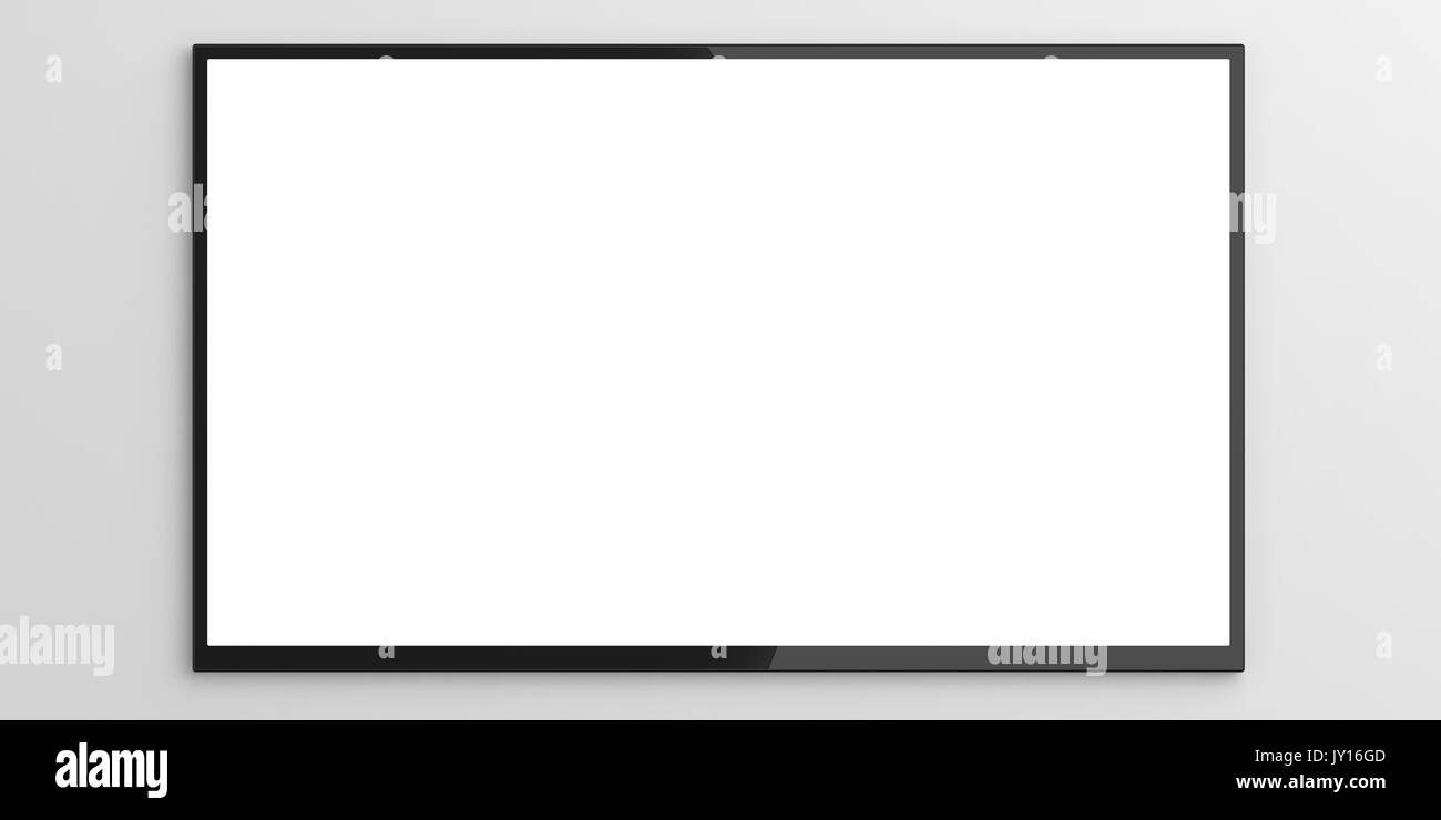 Parete schermo tv su sfondo bianco. 3d illustrazione Foto Stock