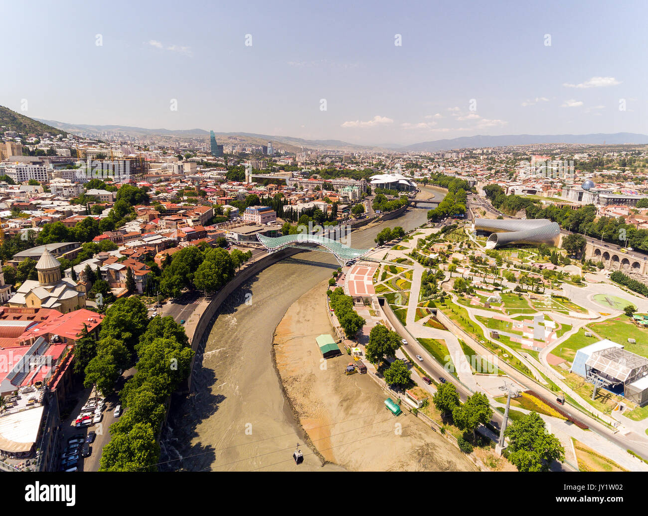 TBILISI capitale della Georgia. Vista aerea del centro di Tbilisi Foto Stock