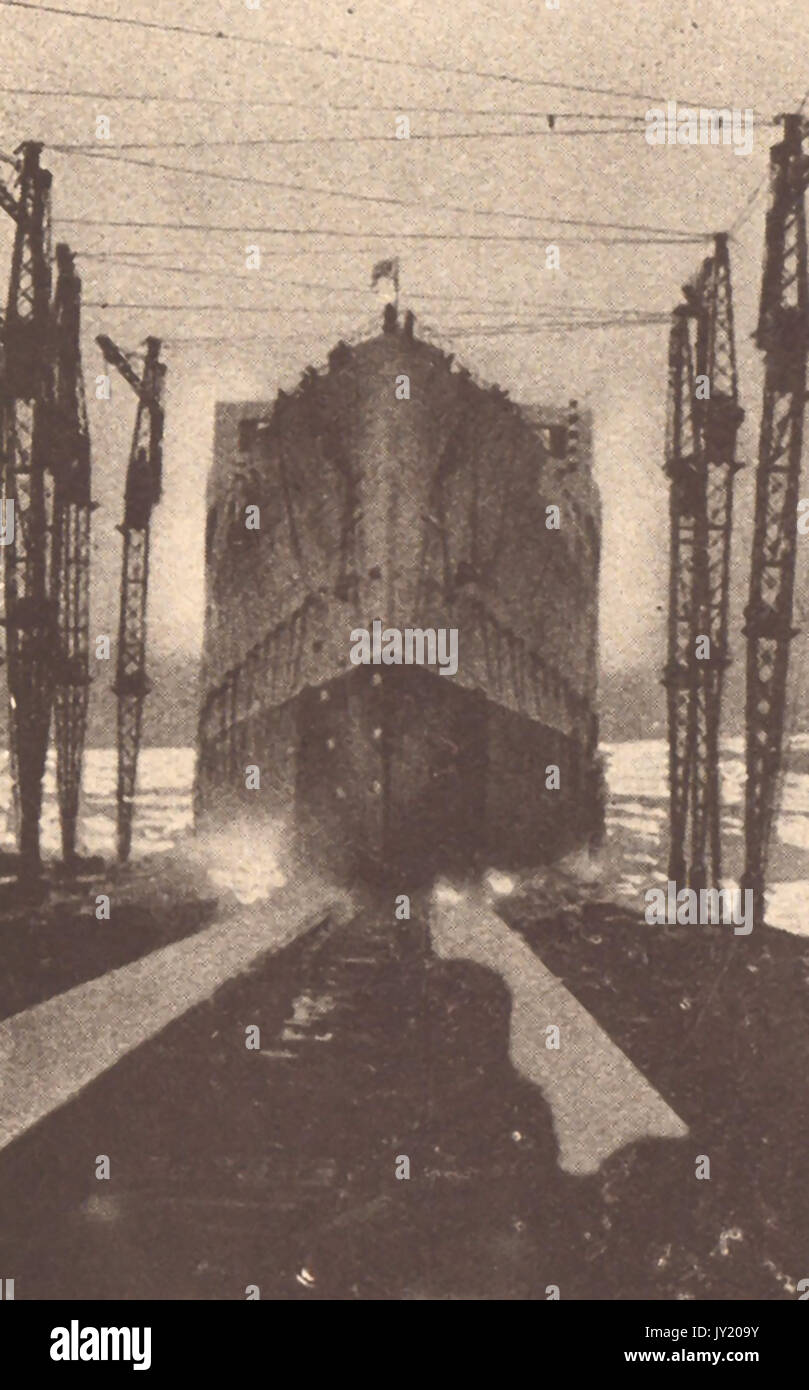 1934 (26 Settembre) un giornale illustrazione che mostra il lancio della "Queen Mary' a Glasgow Foto Stock