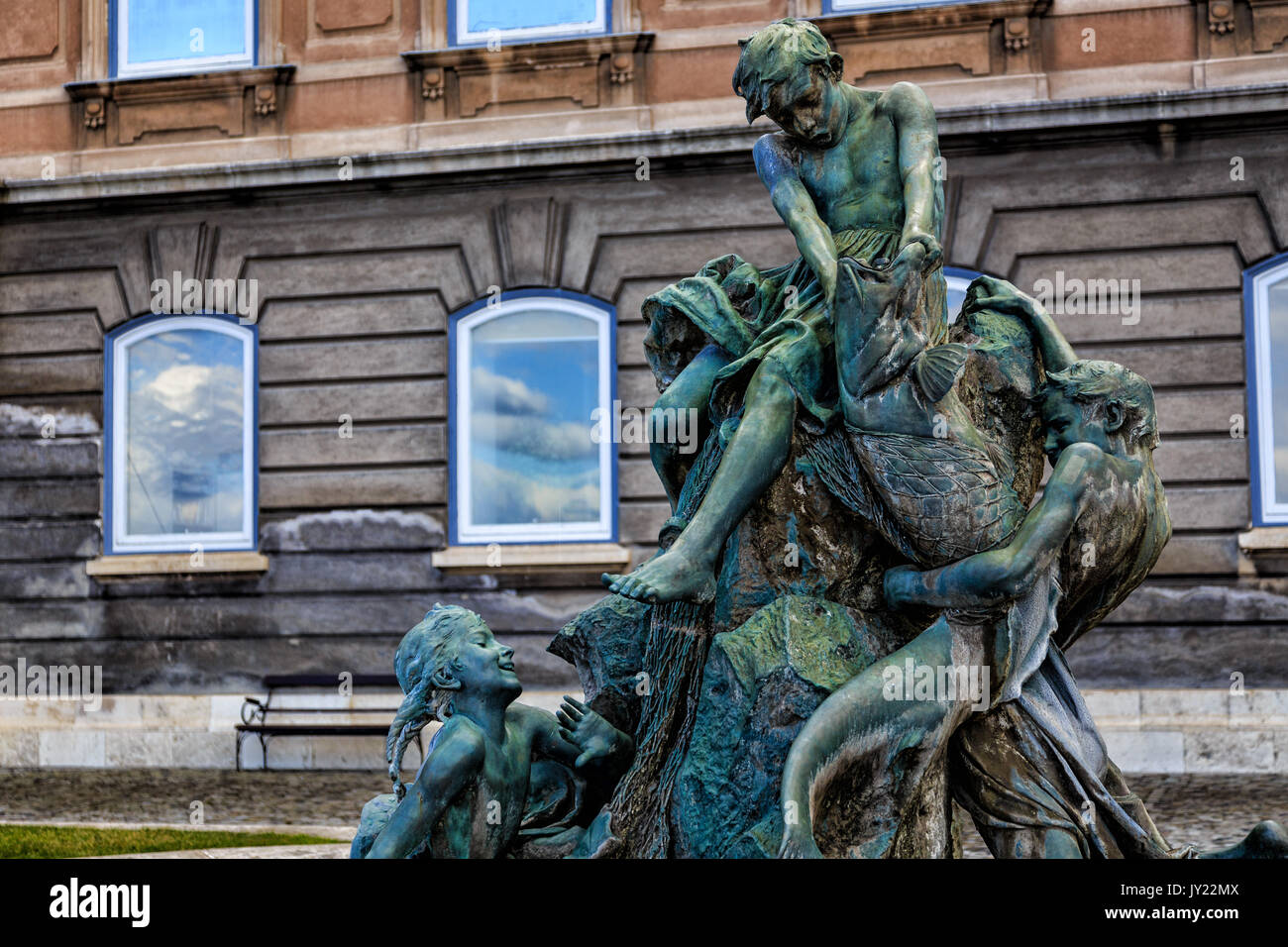 Statua nel castello di Buda, budapest, Ungheria Foto Stock
