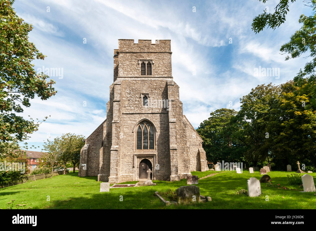 La chiesa di San Pietro e di San Paolo a Newchurch su Romney Marsh, Kent Foto Stock