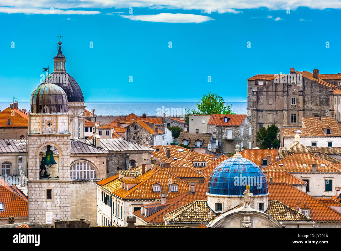 Antenna closeup vista in marmo antico architettura nella città di Dubrovnik, Croazia. Foto Stock