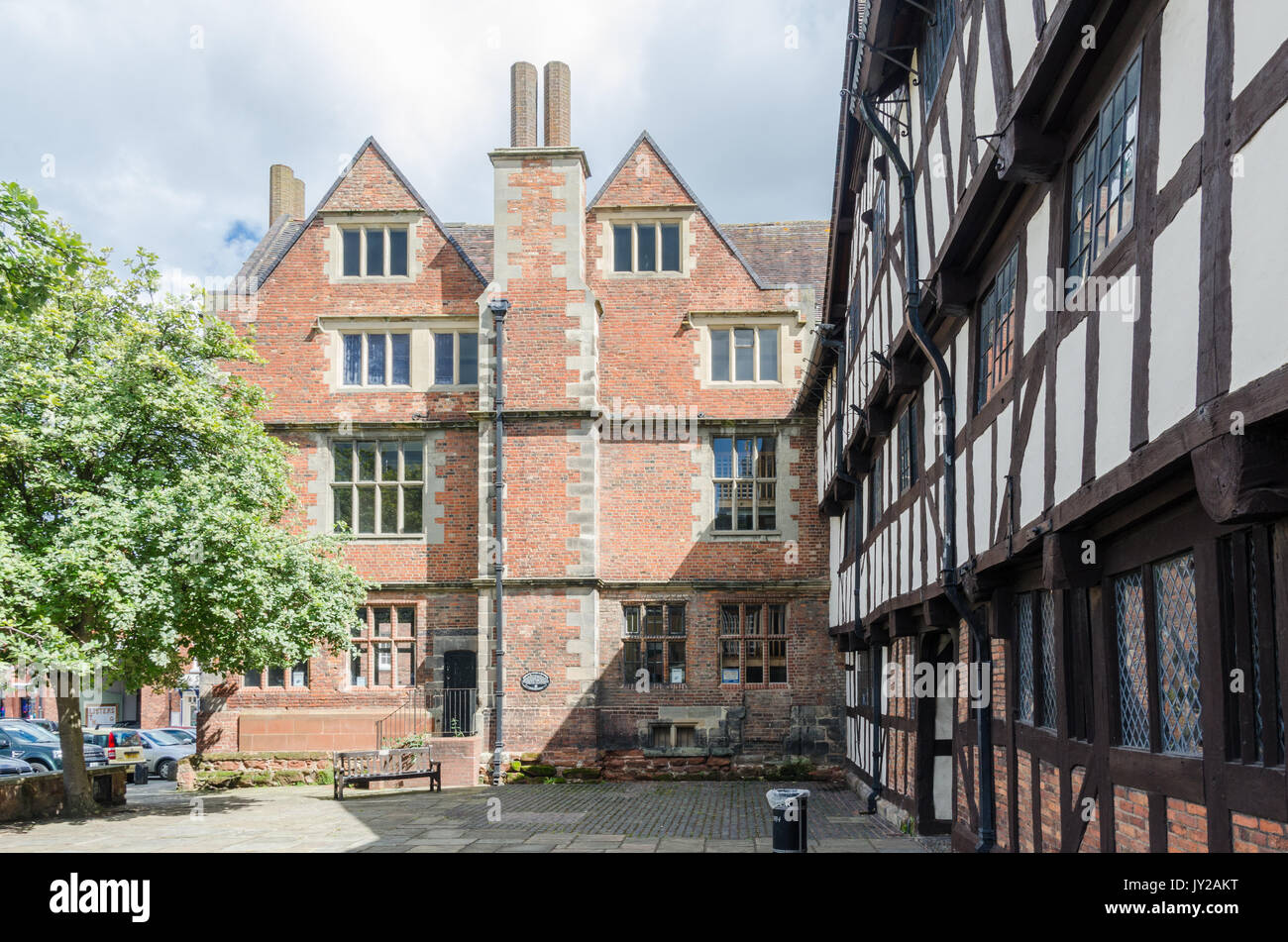 Rowley's House e Mansion a Shrewsbury casa di William Rowley. Nel 1618 ha costruito il palazzo allegata che fu il primo edificio in mattoni a Shrewsbury Foto Stock
