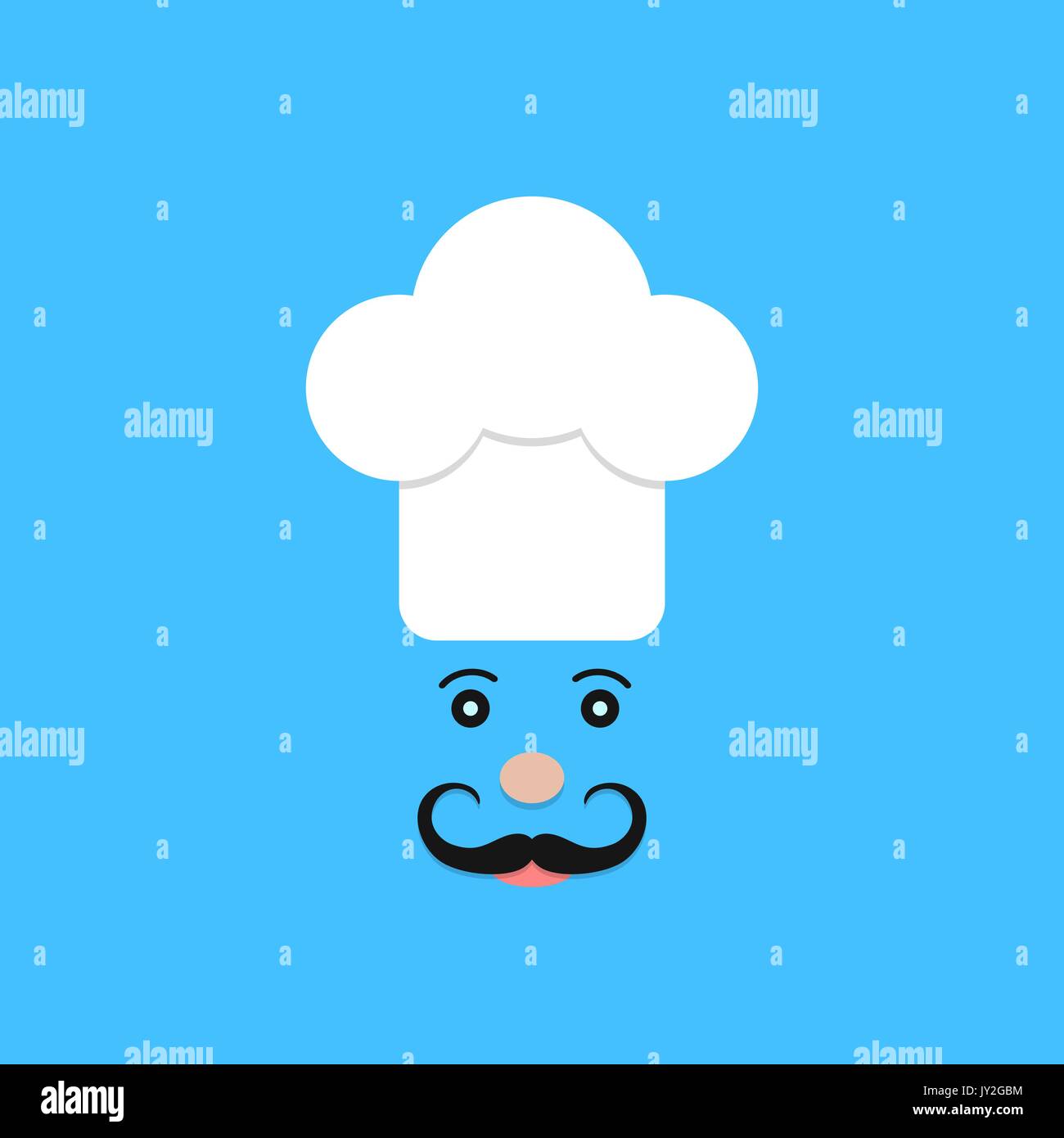 Fisionomia di chef su sfondo blu Illustrazione Vettoriale