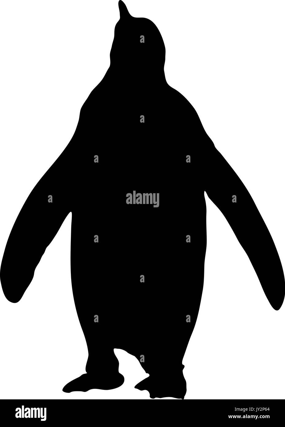 Un bianco e nero silhouette di un simpatico pinguino in piedi Illustrazione Vettoriale