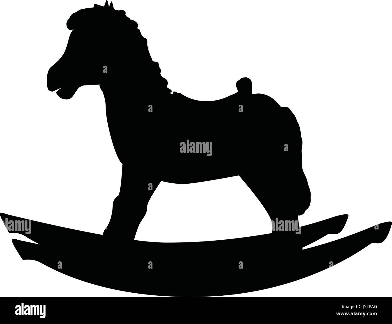 Un bianco e nero silhouette di un giocattolo cavallo a dondolo Illustrazione Vettoriale