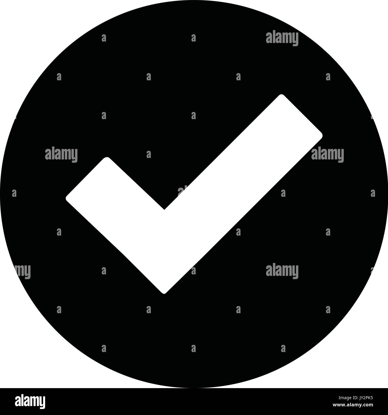 Un bianco e nero silhouette di un pulsante di spunta Illustrazione Vettoriale