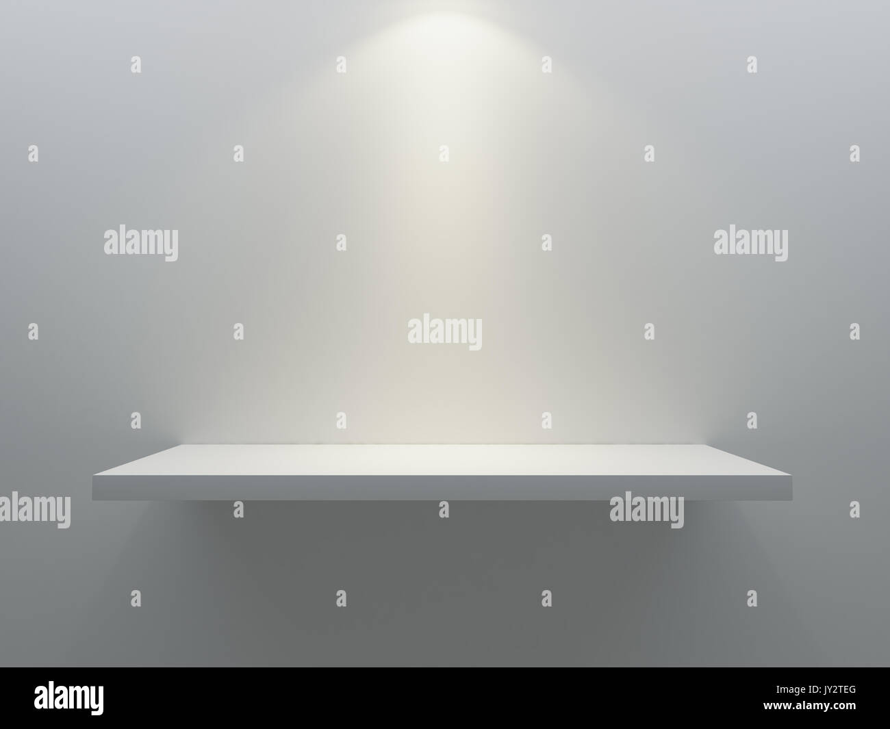 Ripiano vuoto stand a parete con luce spot 3D rendering Foto Stock