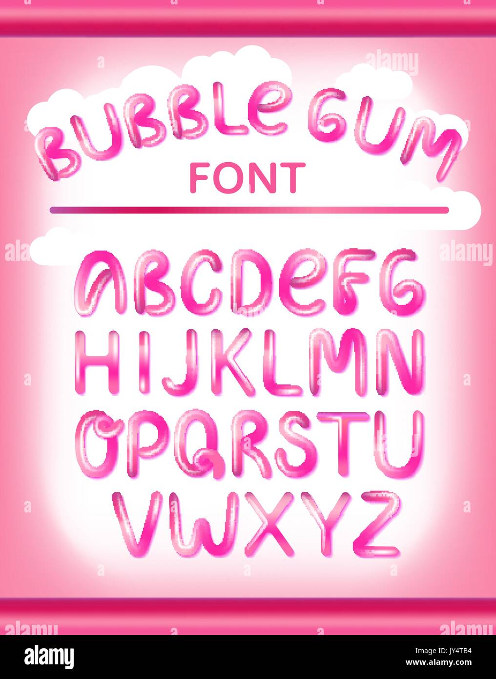 Set di font con alfabeto completo. Lucida vernice rosa lettere. Font Bubble con glint. Tipografia illustrazione vettoriale. Illustrazione Vettoriale