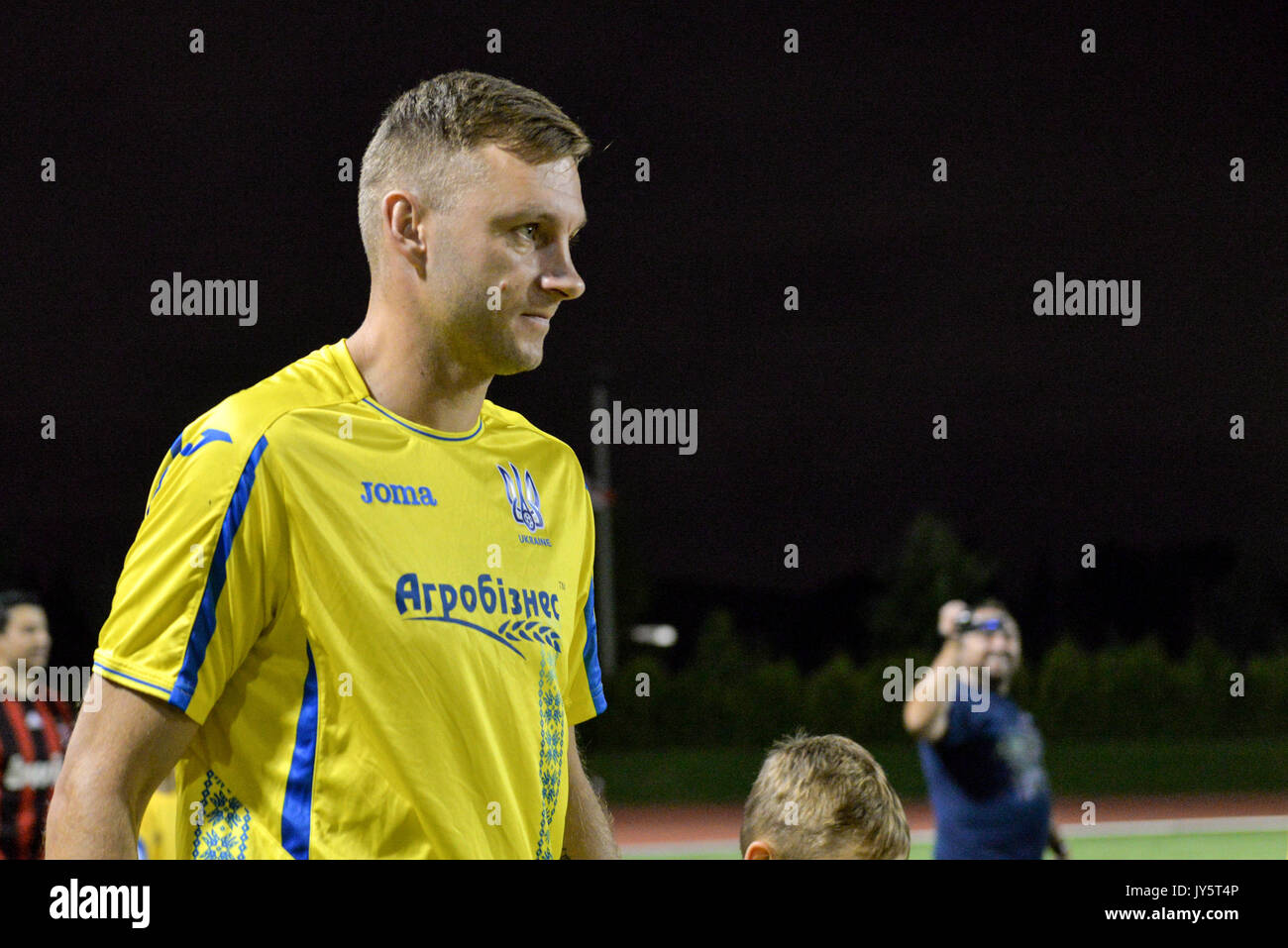 Toronto, Canada. 18 Agosto, 2017. I giocatori durante la partita di calcio tra i veterani ucraino Football Team Nazionale vs il calcio canadese veterani team nazionale a Centennial Park Stadium di Toronto, Canada. Credito: Anatoliy Cherkasov/Alamy Live News Foto Stock