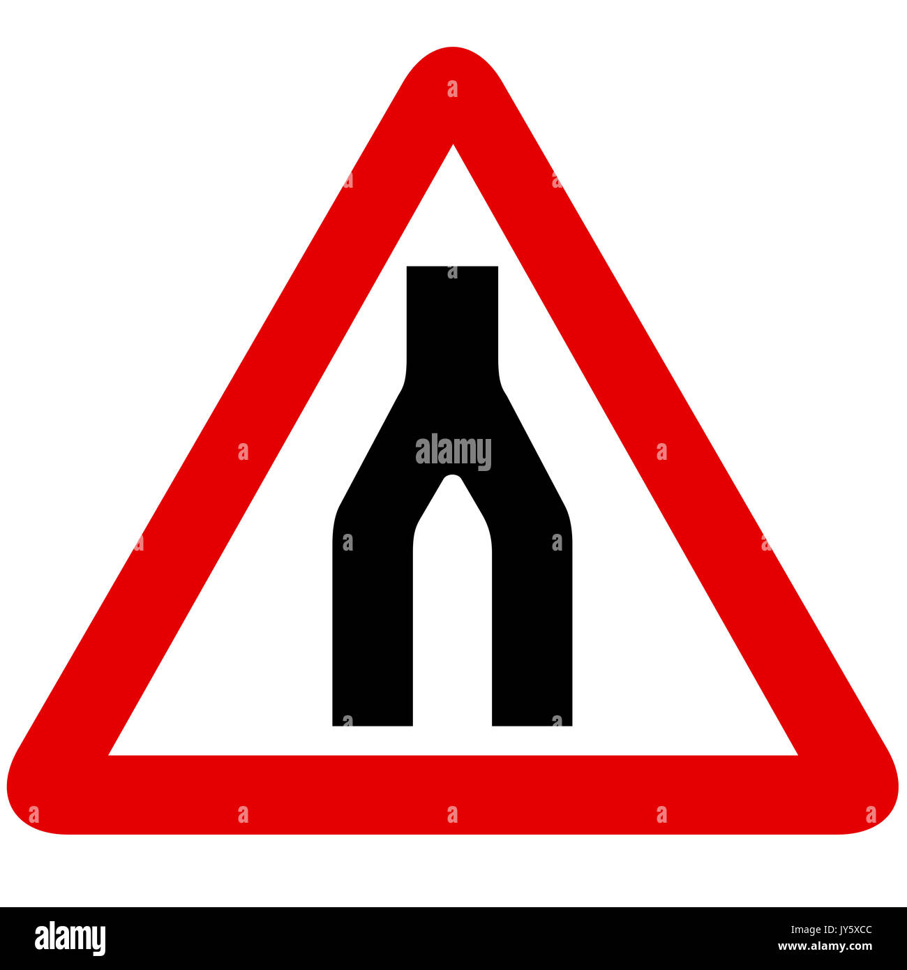 La strada a doppia carreggiata termina cartello stradale su sfondo bianco Foto Stock