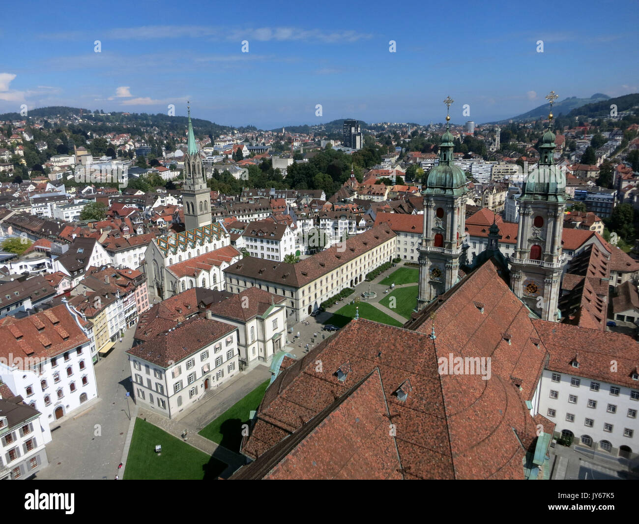 Luftaufnahme Stiftskirche San Gallo.Caption locale *** Saint Gall, San Gallo, Sankt Gallen, chiesa, Città Cityscape, edificio, Cattedrale, Turismo Foto Stock