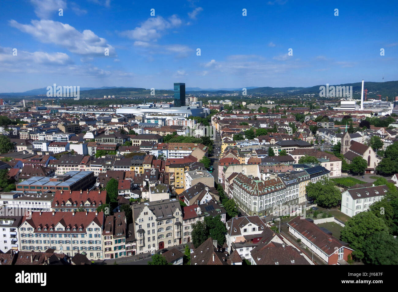 Luftaufnahme der Stadt Basel im Zentrum.Caption locale *** Basilea Città, Downtown, Svizzera, Vista Aerea, la fotografia aerea, dal di sopra, antenna Foto Stock