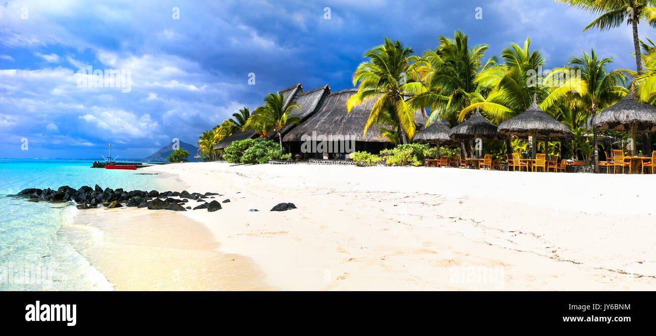 Tropical vacanza di lusso. Bellissime spiagge di sabbia bianca della bella isola Maurizio Foto Stock