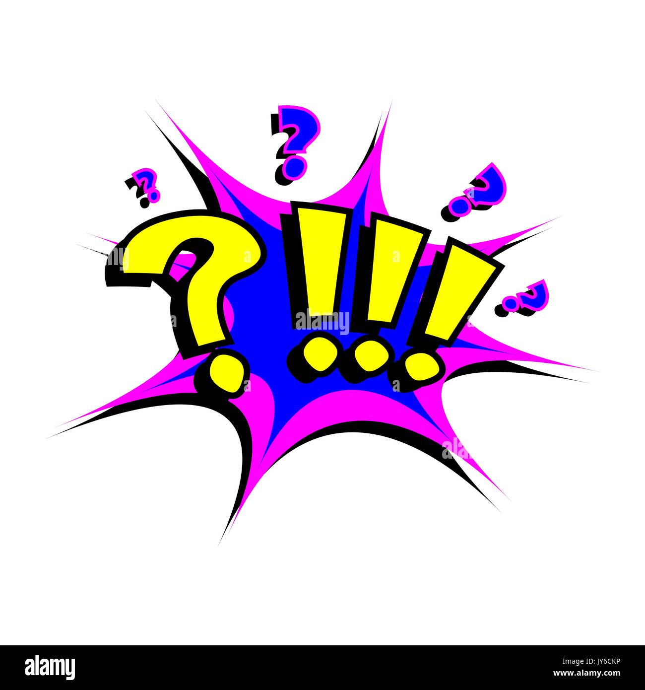 Punto esclamativo Cartoon colorati didascalia di testo illustrazione Illustrazione Vettoriale