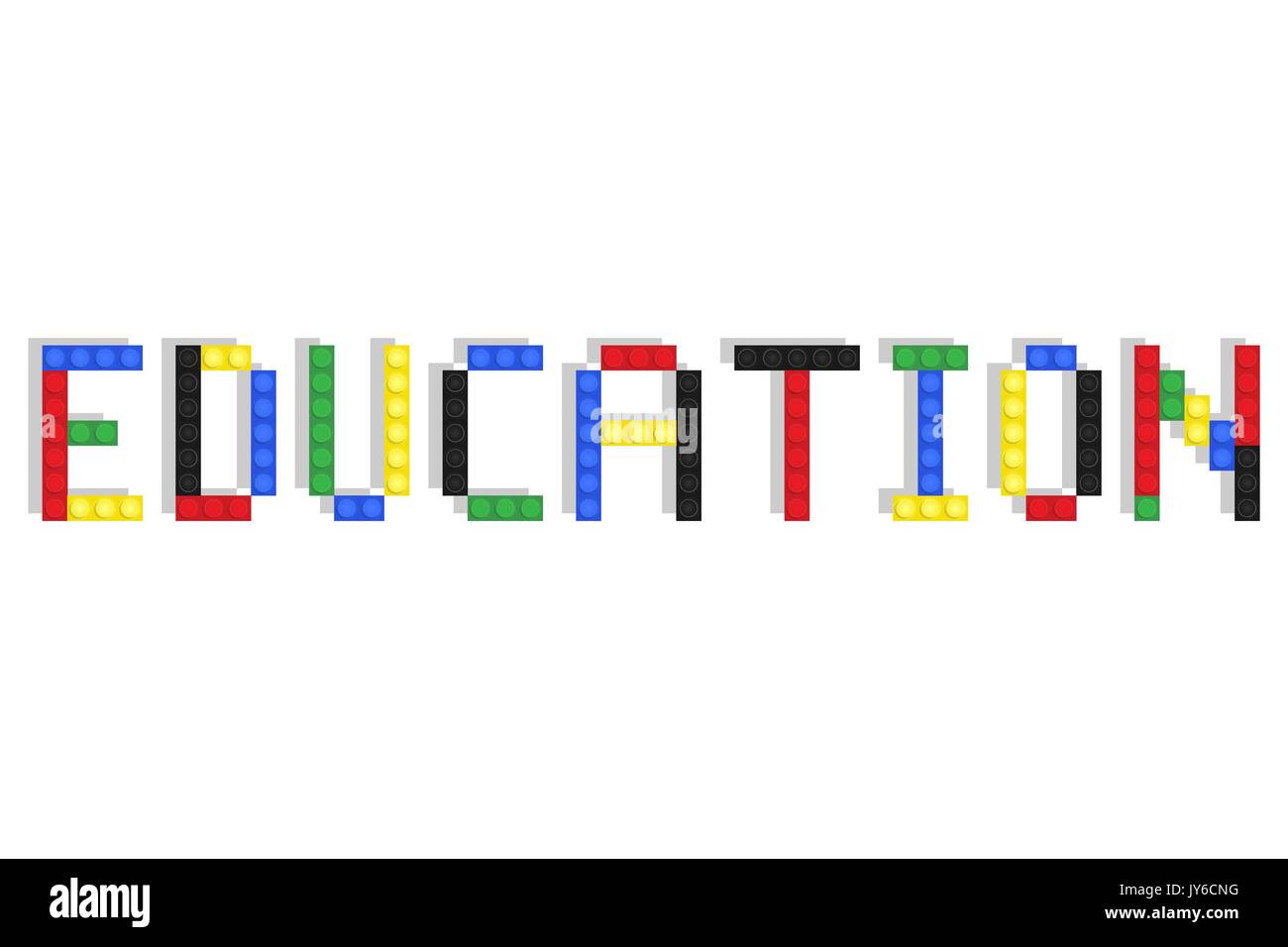 Parola di istruzione in colorate toy stampatello Illustrazione Vettoriale