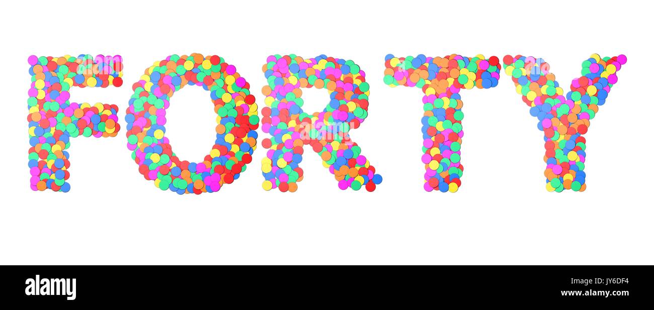 Quaranta coriandoli tipo word. Il rendering 3D Foto Stock