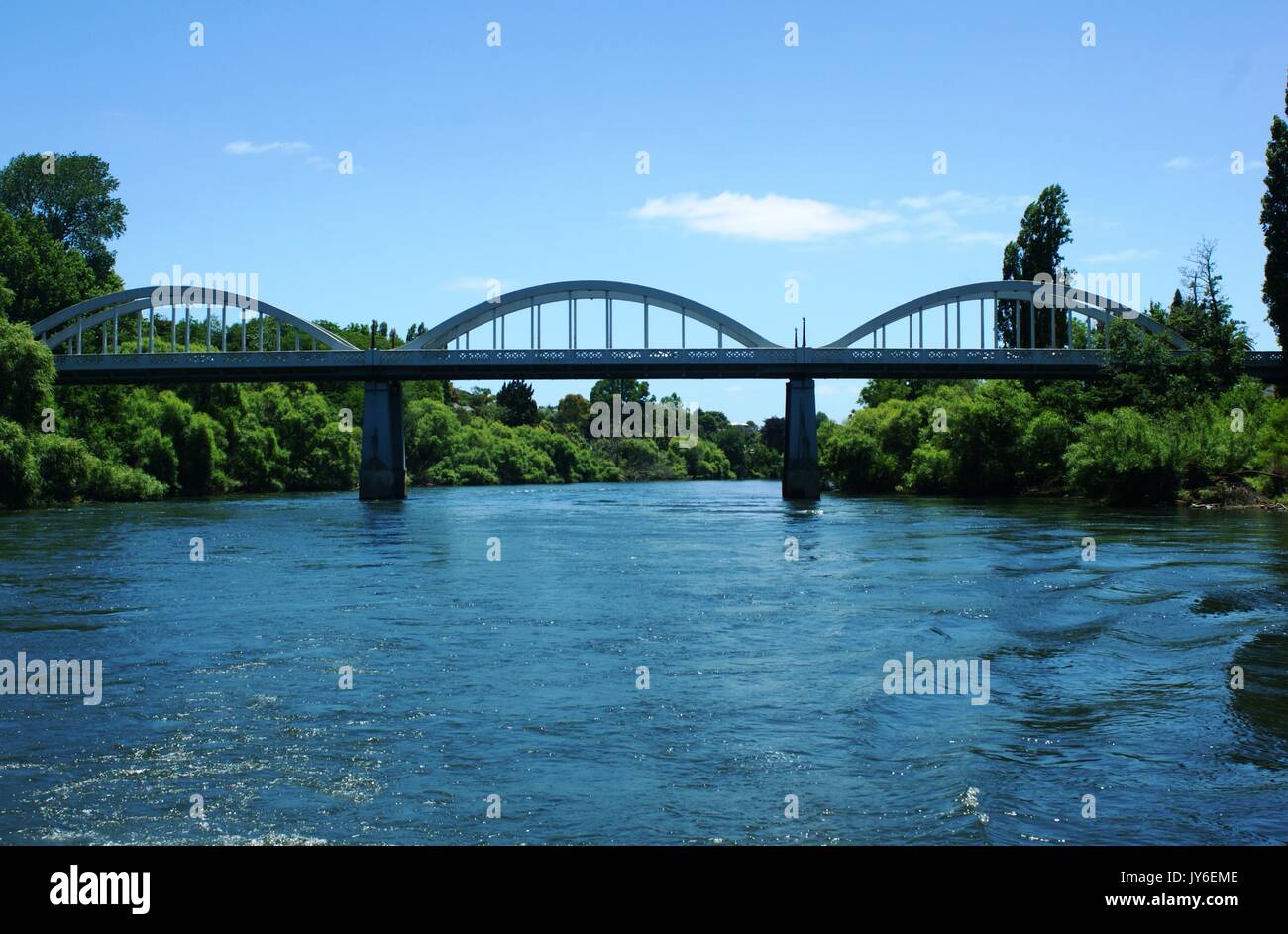 Ponte sul Fiume Waikato, vicino a Hamilton, Nuova Zelanda Foto Stock