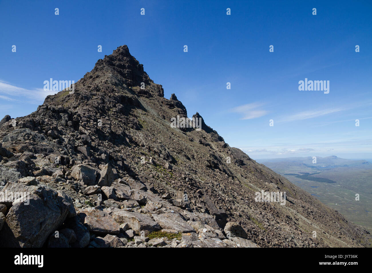 Il Vertice di Sgurr nan Gillean nel Cullin Ridge vicino Sligachan sull'Isola di Skye Foto Stock