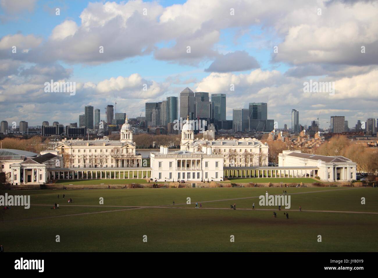 Vista di Londra e Old Royal Naval College Foto Stock