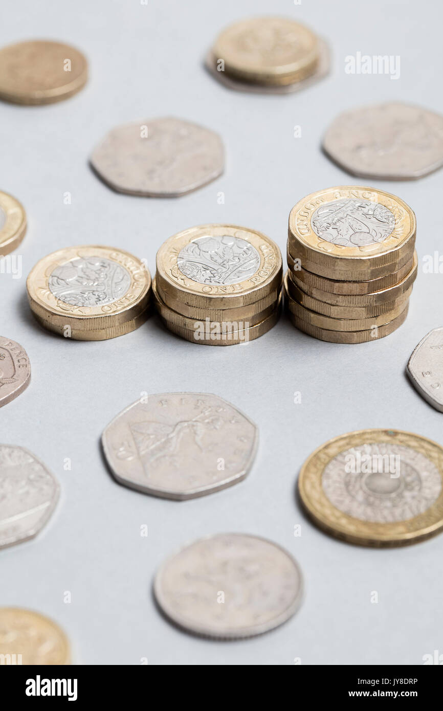 Raccolta della sterlina inglese coin Foto Stock