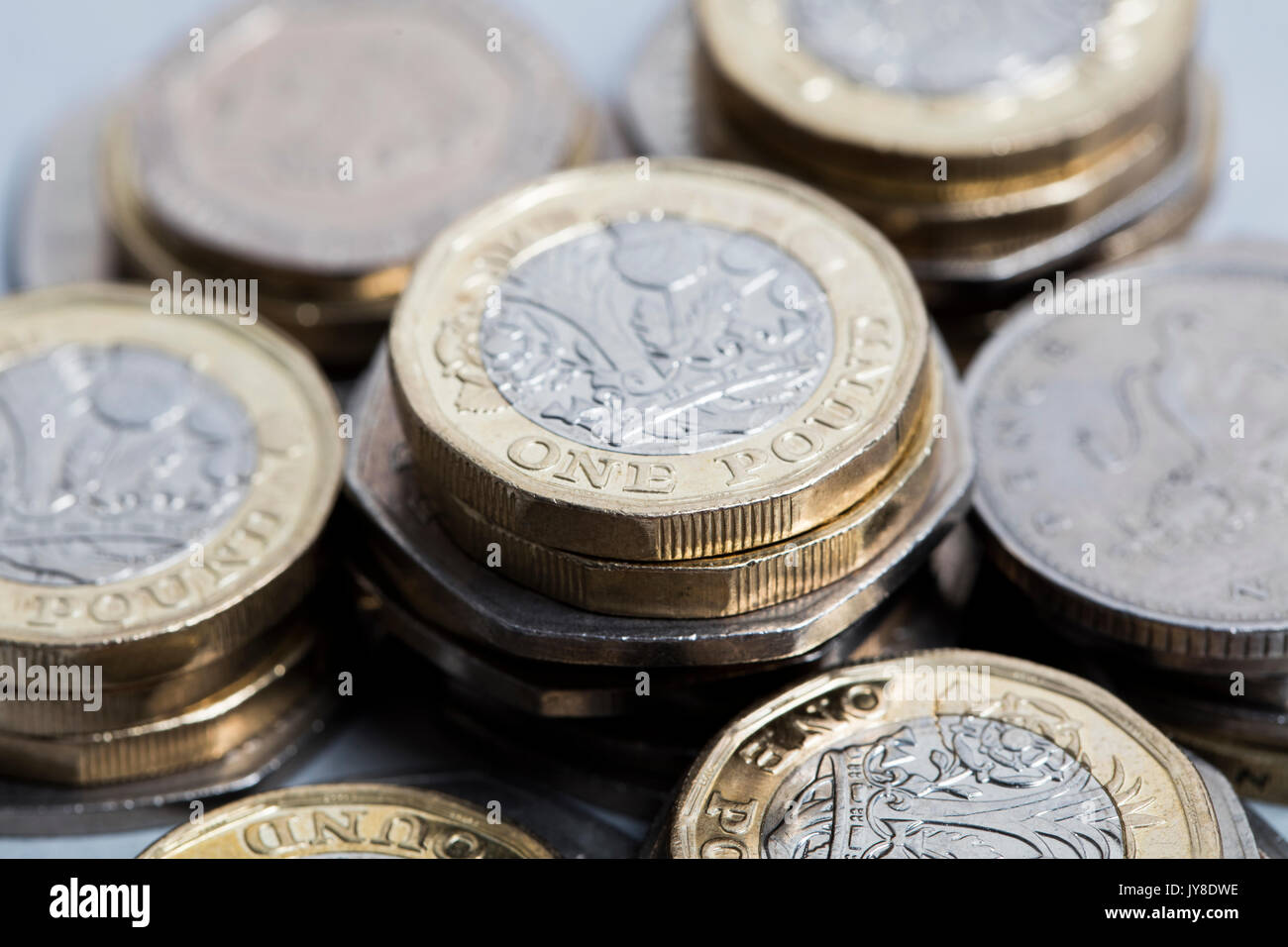 Raccolta della sterlina inglese coin Foto Stock