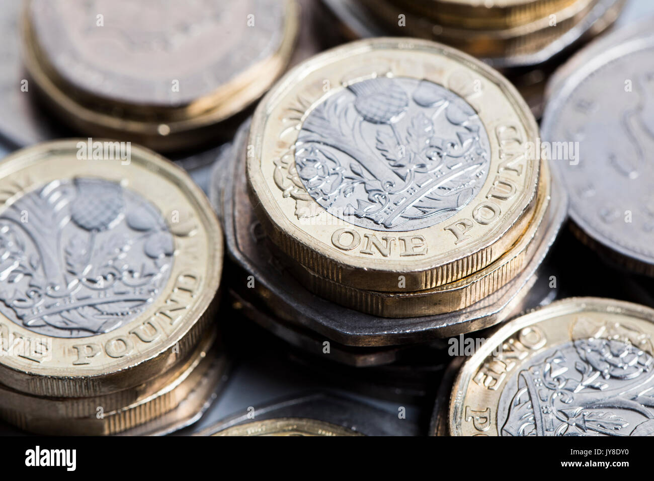 Raccolta della sterlina inglese coin Foto Stock