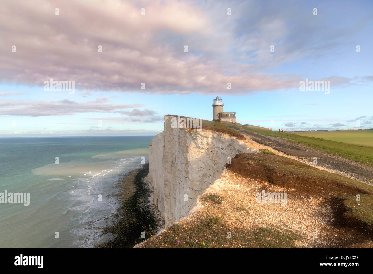 Belle Tout faro, Sette sorelle, South Downs, East Sussex, England, Regno Unito Foto Stock