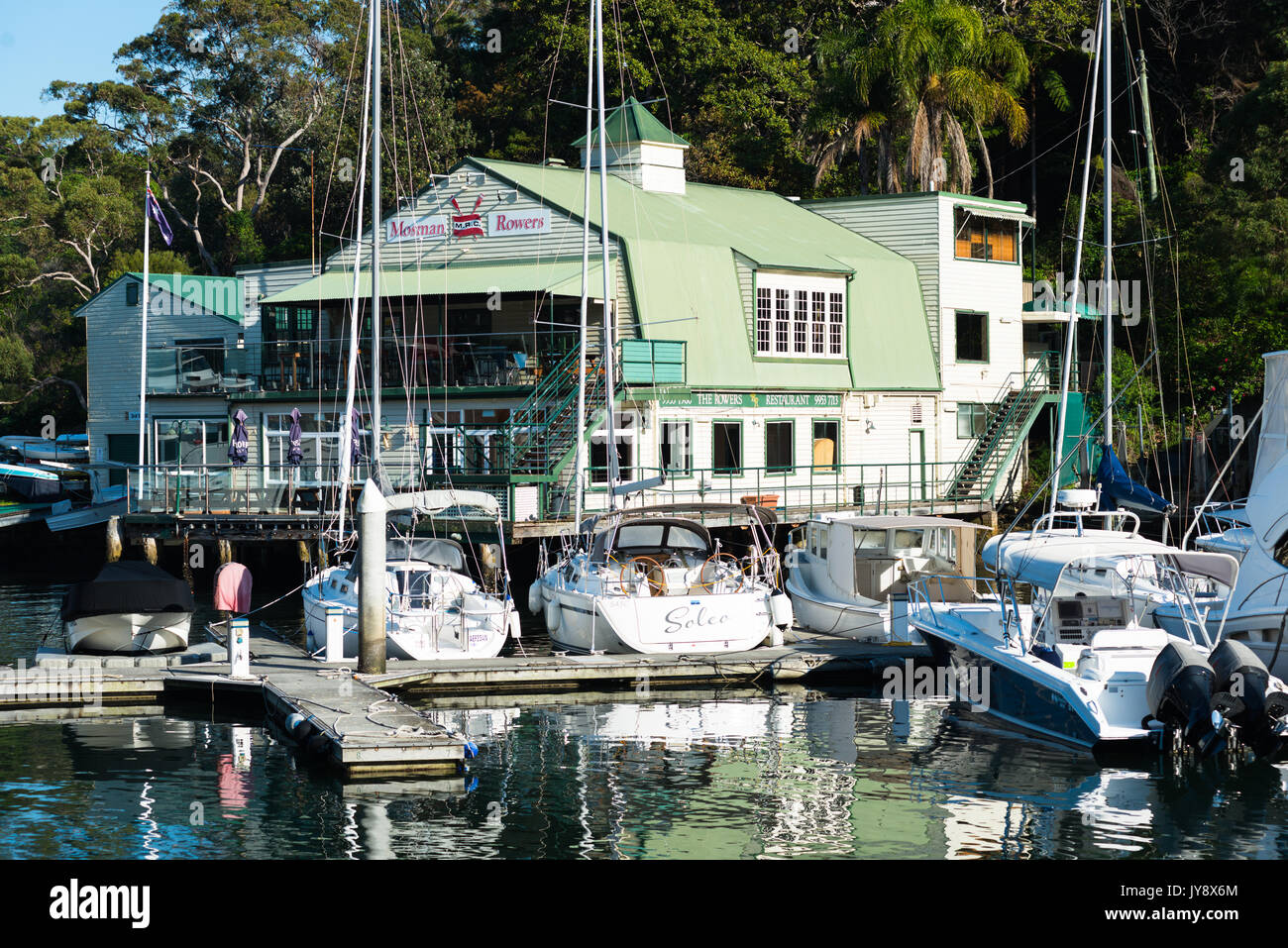 Mosman Club Canottieri a Mosman Bay Wharf, Cremorne Point, Sydney, Nuovo Galles del Sud, Australia Foto Stock