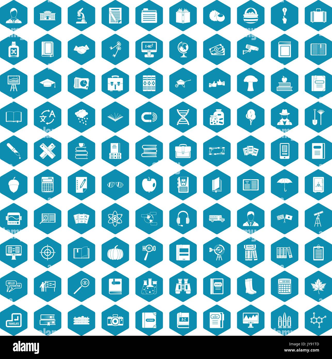 100 Prenota icone sapphirine viola Illustrazione Vettoriale