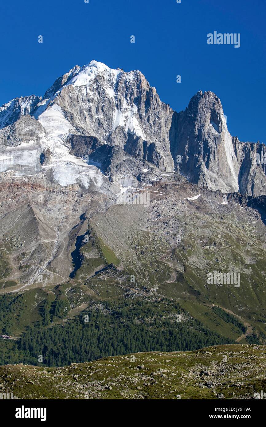 Vista di Aiguille Verte Les Drus. Mont Blanc. Haute Savoie. Francia Foto Stock